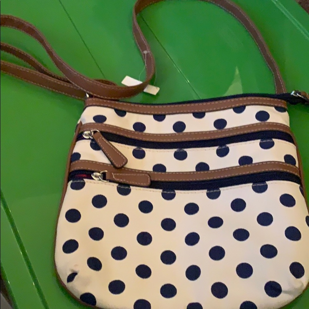 white and blue purse